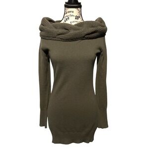 Christopher Fischer Black Label 100% Cashmere Olive Green Tunic Sweater XS/S EUC
